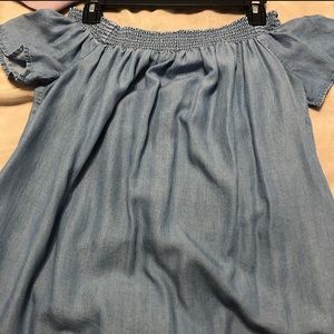 blue off the shoulder old navy blouse